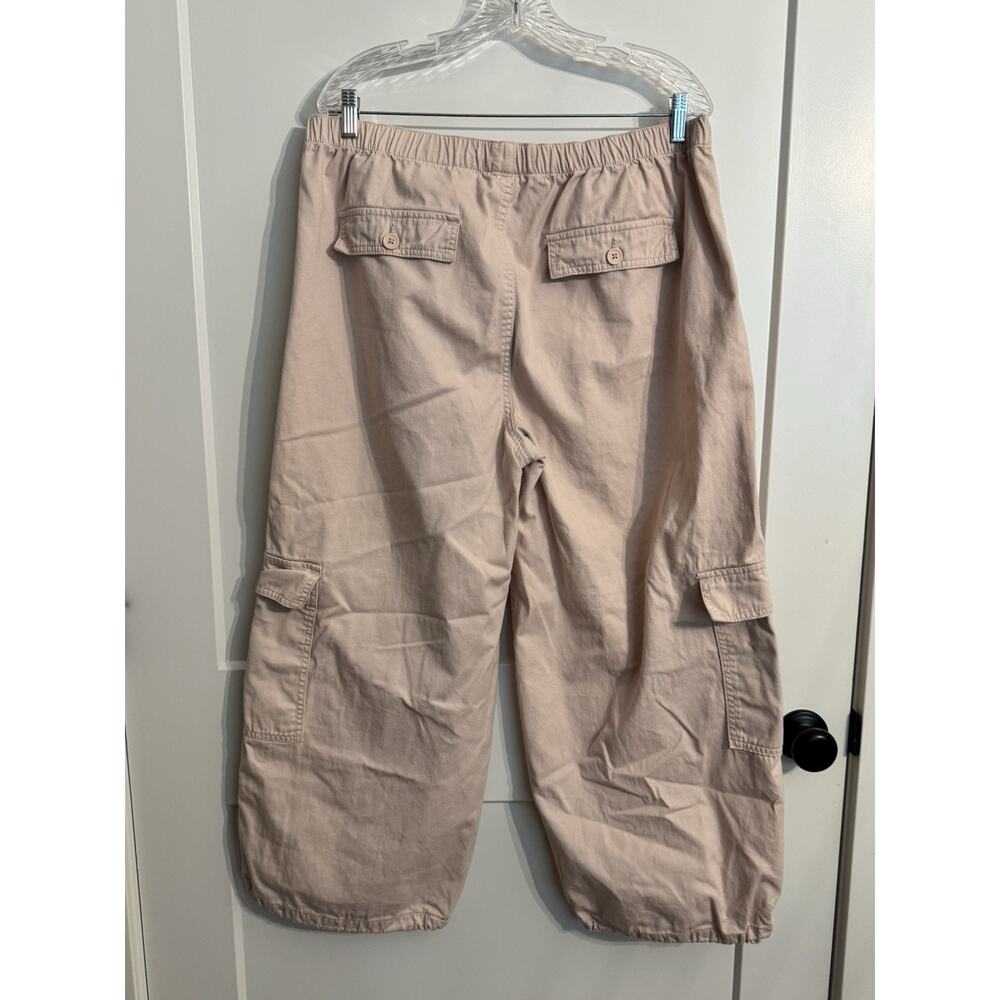 Almost Famous Wide Leg Pink Cargo Pants Elastic Waist Drawstring Bottoms Sz XL - Picture 5 of 8